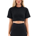 Tight Yoga Shirts Women Short Sleeve Cropped Gym Tops Open Back Fitness Running Workout Sport T-Shirts Crop Tops