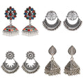Douvei Vintage Jhumki  Earrings Silver Plated Alloy Little Charm Round Bead Tassel  Earrings Bohemian Earrings