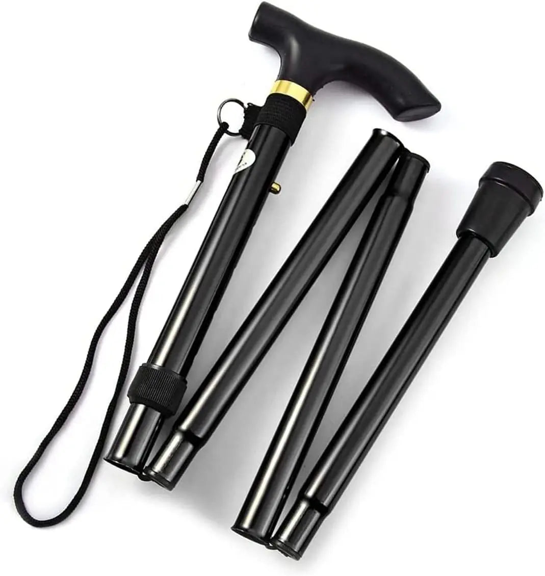 Custom Logo Packaging Foldable Cane 84-93CM Adjustable Walking Stick for Old People Folding Walking Cane CE Certification