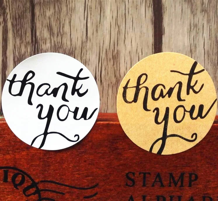 100pcs/pack Circular Thank You White and Kraft Adhesive Seal Sticker for Baking Gift Label Stickers Funny DIY Work Free Shipping