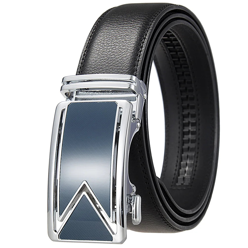 Classic Designer Ratchet Automatic Buckle Genuine Leather Men Casual Genuine Luxury Business