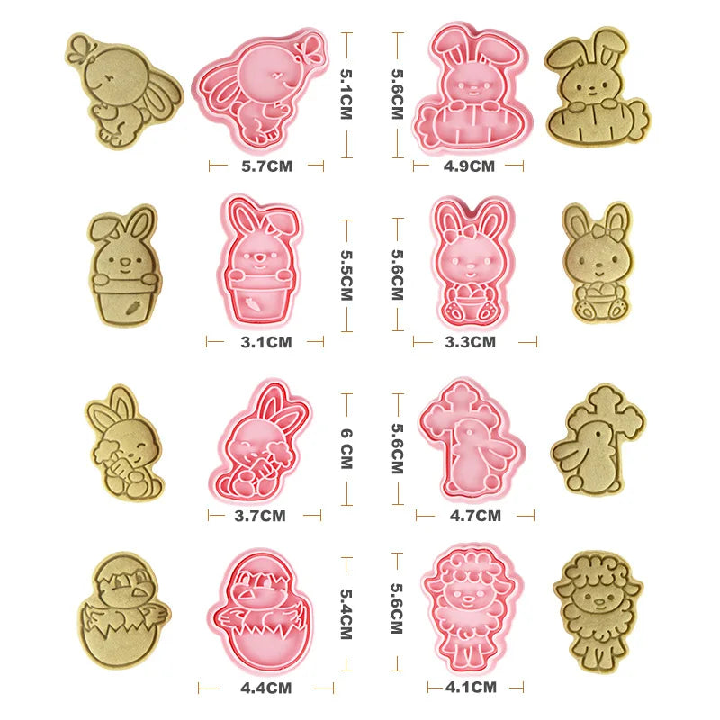 Saffron 8pcs/Box Happy Easter Bunny Cookie Cutter Set 8 Pcs Plastic Rabbit Mold for Holiday Cookie Decorating