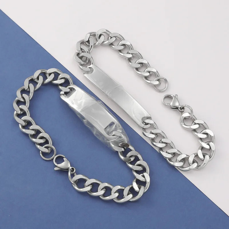 Couple Bracelet Smooth Men's and Women's Hand Jewelry Niche Design Sense Can Be Engraved Titanium Steel Couple Bracelet