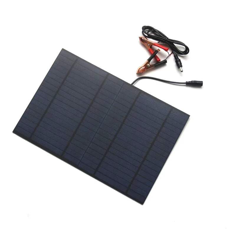10W 18V PET Solar Panel Charger + 5521 DC Bus for 12V Car RV Boat Battery Charging