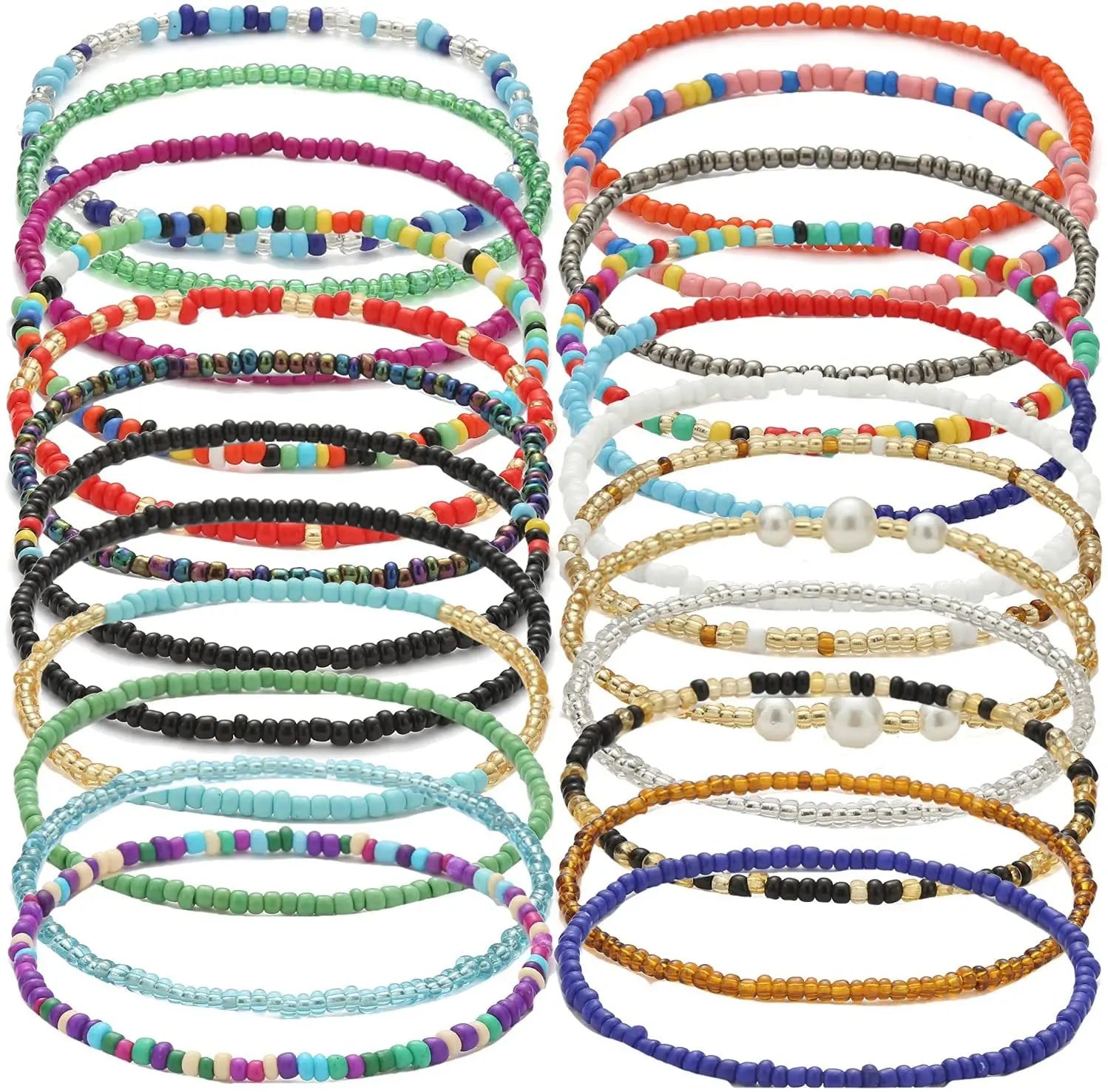 Bohemian Beach Anklets Jewelry Statement Handmade Beaded Anklet Beautiful Multicolor Rice Bead Anklet for Women Girls