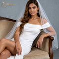 YouLaPan V155 Custom Length White Ivory Wedding Accessories Cathedral Crystal Edge Wedding Veil Single Layer Bridal Veil