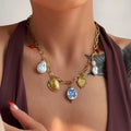 NEW BOHO DANGLE ELEGANT PEARL DANGLE HANDMADE BIKINI NECKLACE Dazan 18k Gold Plated Tarnish Free Stainless Steel Women JEWELRY