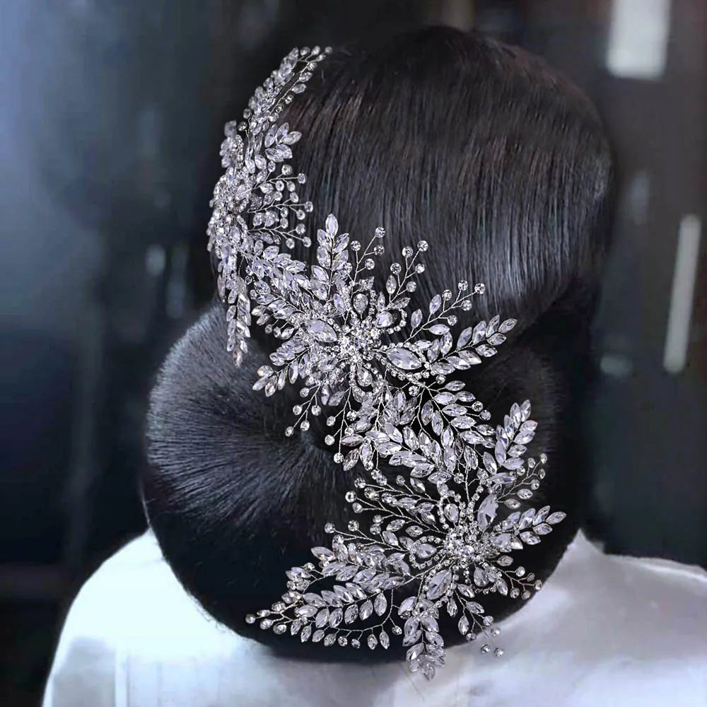 GENYA New Headwear Luxury Rhinestone Headband Wedding Side Hair Styling Accessories Handmade Hair Accessories