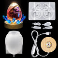 Resin Mold Silicone Easter 3D Dragon Egg Epoxy Mold with USB-powered Wooden Lighting Base Bracket Suitable for Easter Gifts