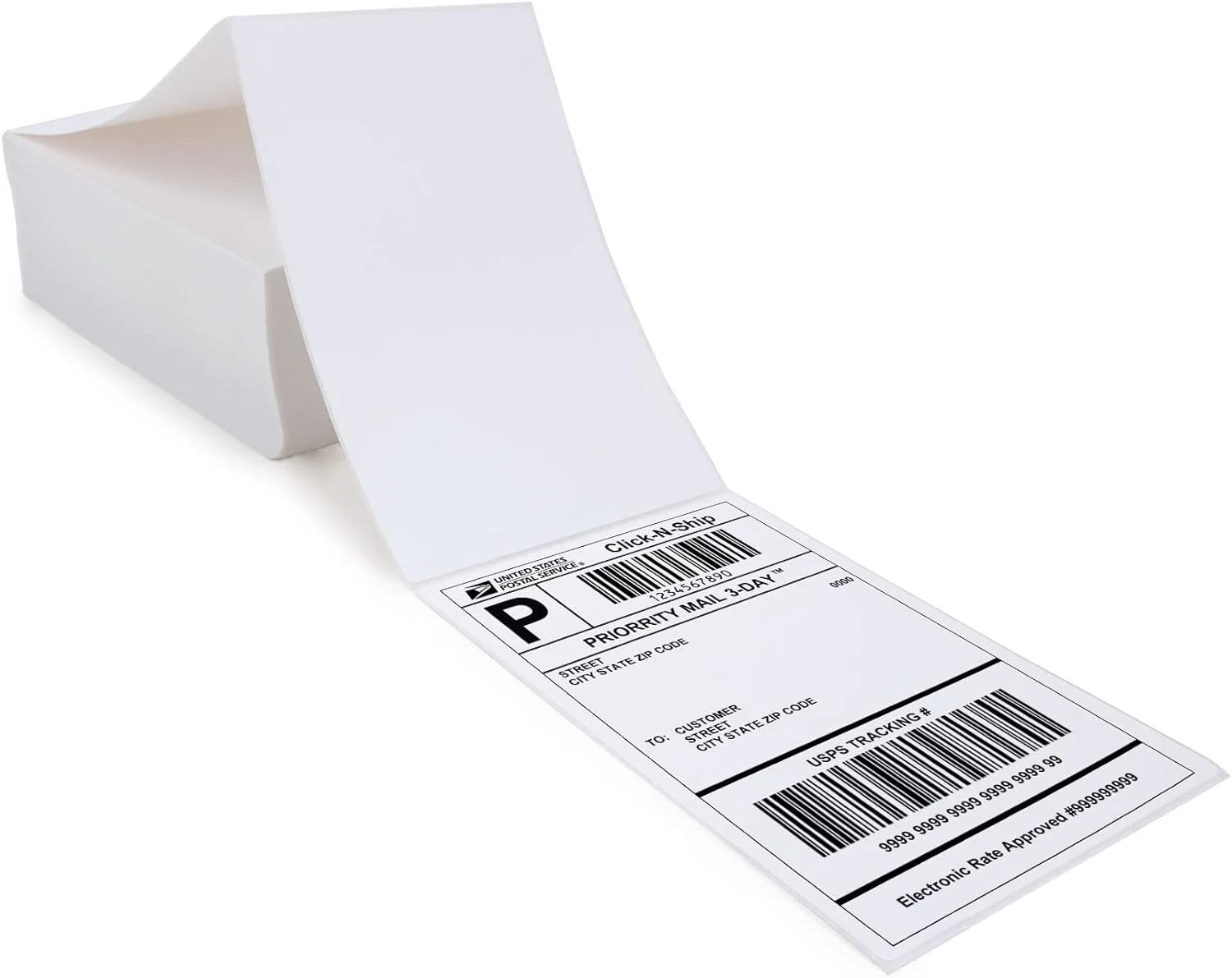 Factory Price 500 Labels Fanfold 4" X 6" Direct Thermal Labels for Compatible Zebra & Rollo Thermal Printers