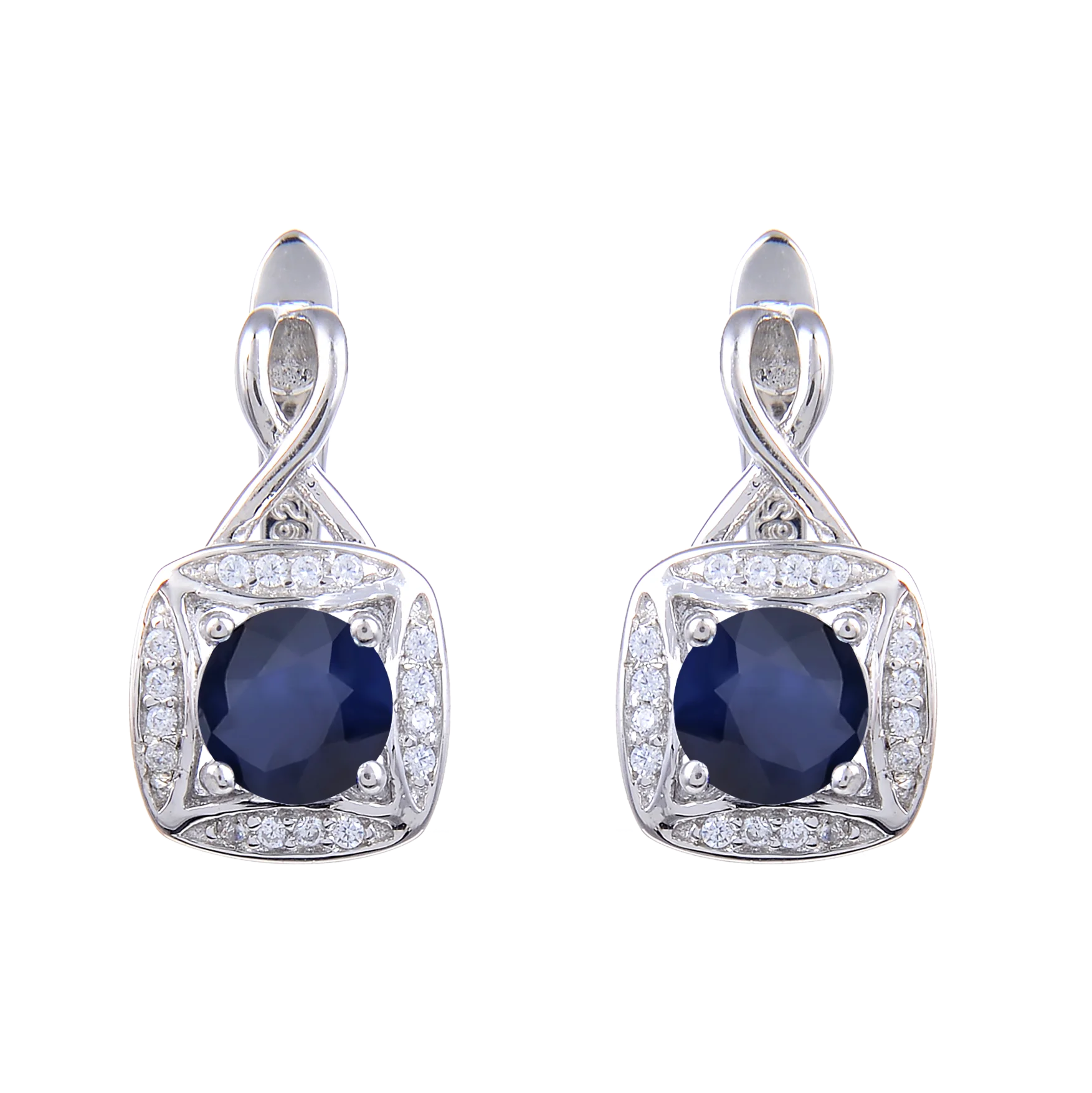 Abiding New Design 925 Sterling Silver Natural Diffision Sapphire Fashion Earrings for Women