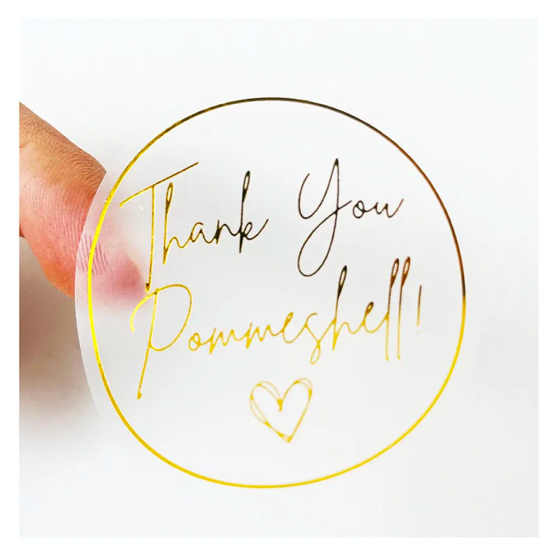Promotion Clear Labels Custom Logo Foil Gold Transparent Stickers