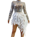 Faldas De Mujer Fashion Sequin Asymmetrical Feathers Sexy Night Club Dress Women Birthday Party Gowns 2022 Short Prom Dresses