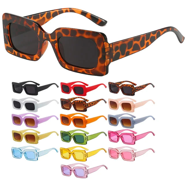 2026 New Women Vintage Rectangle Sunglasses Small Rectangle Sunglasses Men Women Retro Candy Color Sun Glasses