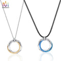 Romantic Couple Titanium Steel/316lL Stainless Steel Necklace with Circles Rings Pendant Fashionable Accessory