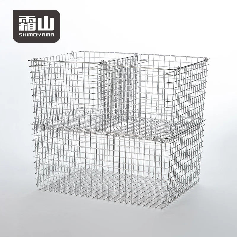 SHIMOYAMA Kitchen Bathroom Storage Organizer Metal Wire Basket with Handle Household Organization