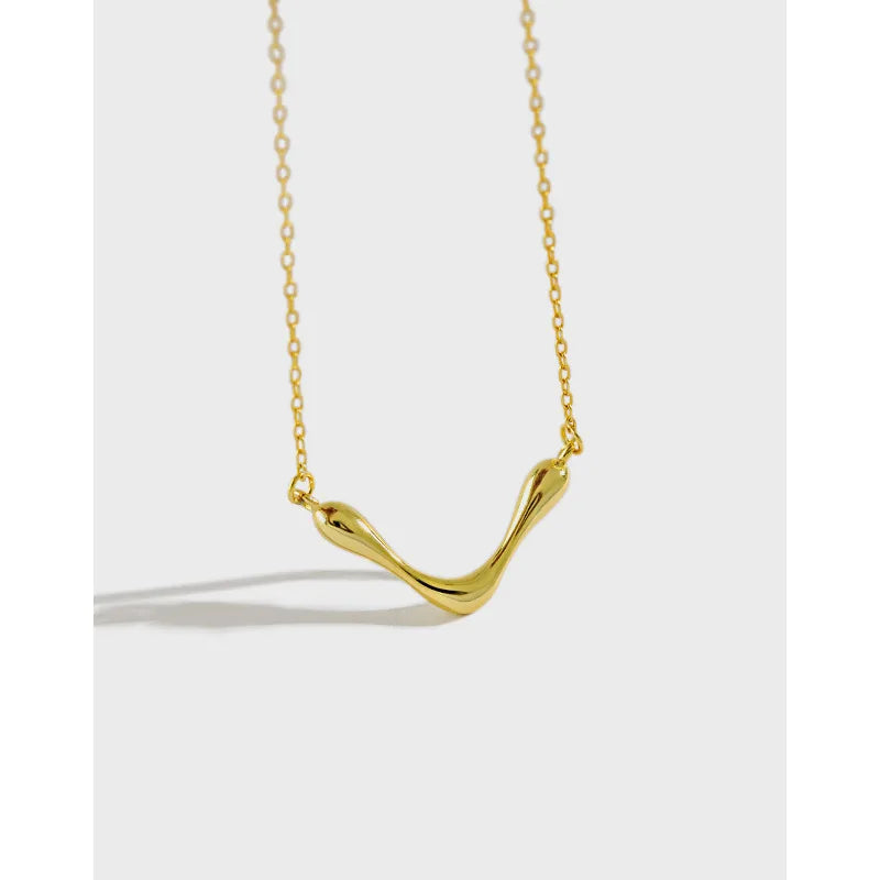 S925 Simple Minimalist Jewelry Trendy Initial Letter Pendant Gold V Shape Choker Necklace for Women Jewelry