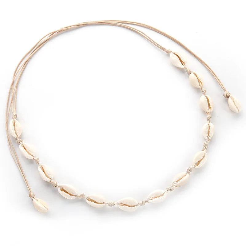 Fashion Handmade Sea Shell Necklace Choker for Women Summer Adjustable Natural Shell Collar Necklace