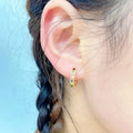 EC1838 Minimalist Mini 18K Gold Plated Bagutte CZ Micro Pave Earringsmulticolor Crystal Hoops Huggie Earrings Jewelry for Women