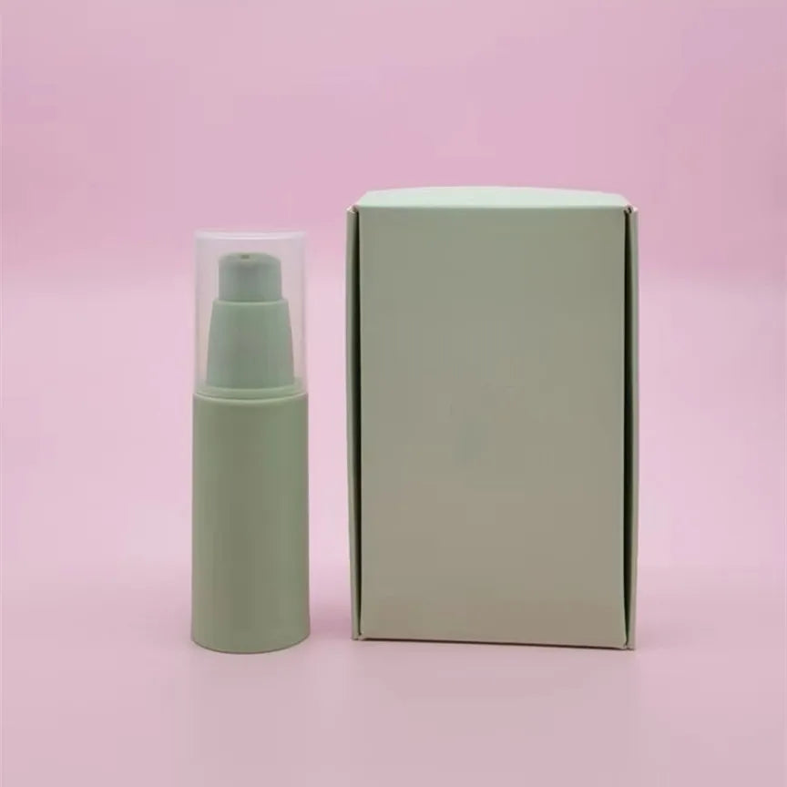 Factory Wholesale 15ml 30ml 50ml Frosted Green Plastic Airless Pump Bottle Face Cream Spray Fine Mist Vacuum Bottle with Cap