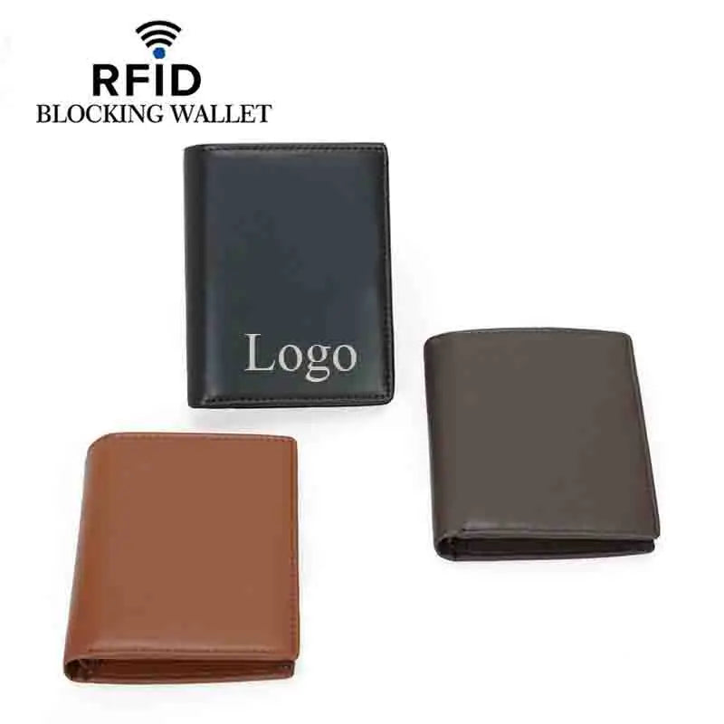 Factory Wholesale Minimalist Business Anti-theft Blocking Men's Wallet RFID Genuine Leather Wallet