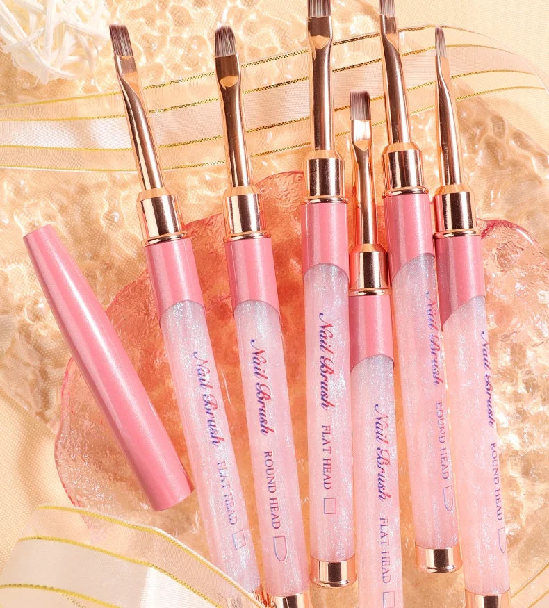 New Nail Art Pen Flat Head & Thin Round Head Phototherapy Pen Airbrush Made of Durable Nylon for Nail Care