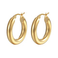 Hollow Circle Chain Hoop Open Hoop Earrings 18K PVD Gold Plated Round Earrings Jewelry for Women Null