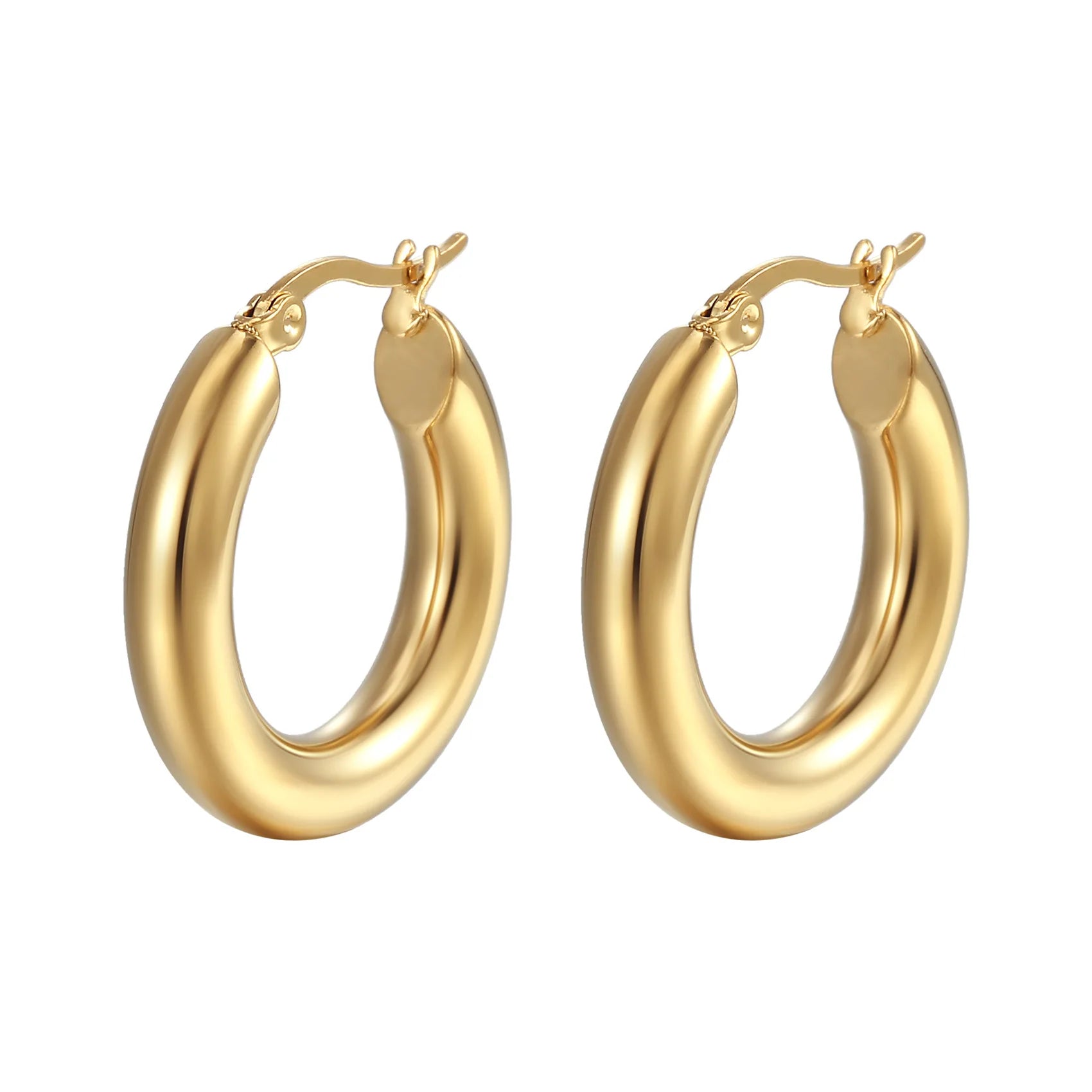 Hollow Circle Chain Hoop Open Hoop Earrings 18K PVD Gold Plated Round Earrings Jewelry for Women Null