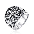 Wholesale Highly Polished Stainless Steel Religious Saint Ring Cross Pattern Casting Catholic Church Exorcism Signet Rings