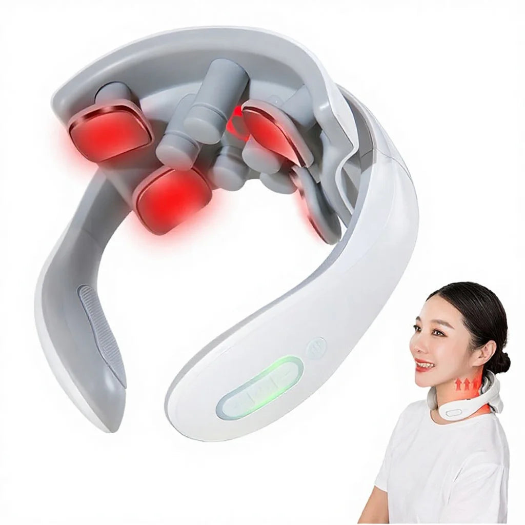 Portable Massager Neck Relaxer 6 Model 15 Levels Cordless Electric Neck Massager with Heat for Pain Relieve MegaBDM
