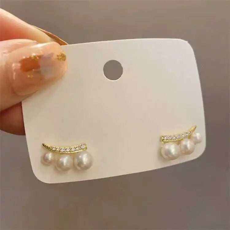 Hypoallergenic Design Earrings with Curved Eyelashes and Cute 4-5mm Natural Freshwater Pearl Earrings