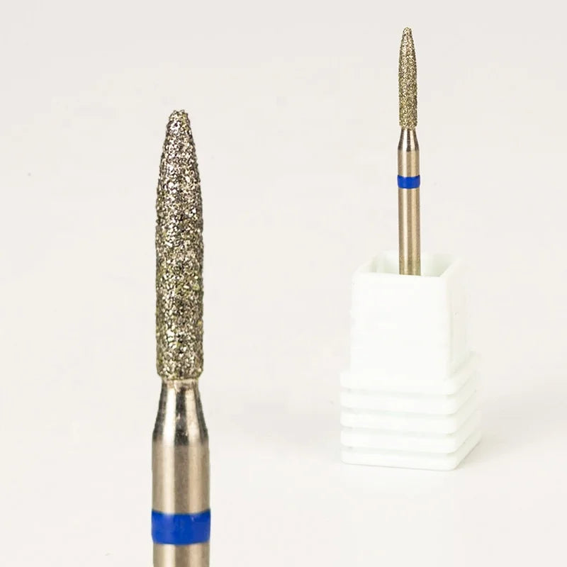 3/32" Safety Bud Drop Rotary Burrs Wholesale 2*11mm Long Flame Efile Manicure Russian Diamond Cuticle Nail Drill Bits