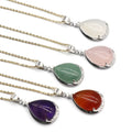Huiying Natural Crystal Semi-precious Stones Agate Chakra Water Drop Necklace Pendant jewelry