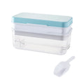 Large Silicone Ice Cube Tray with Lid and Freezer Bin Includes Ice Scoop and Cover Plastic Ice Cream Maker Tool