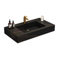 Luxury Black  Marble Rock Stone Washbasin Sink Wall Hanging Sensor LED Mirror Storage Cabinet