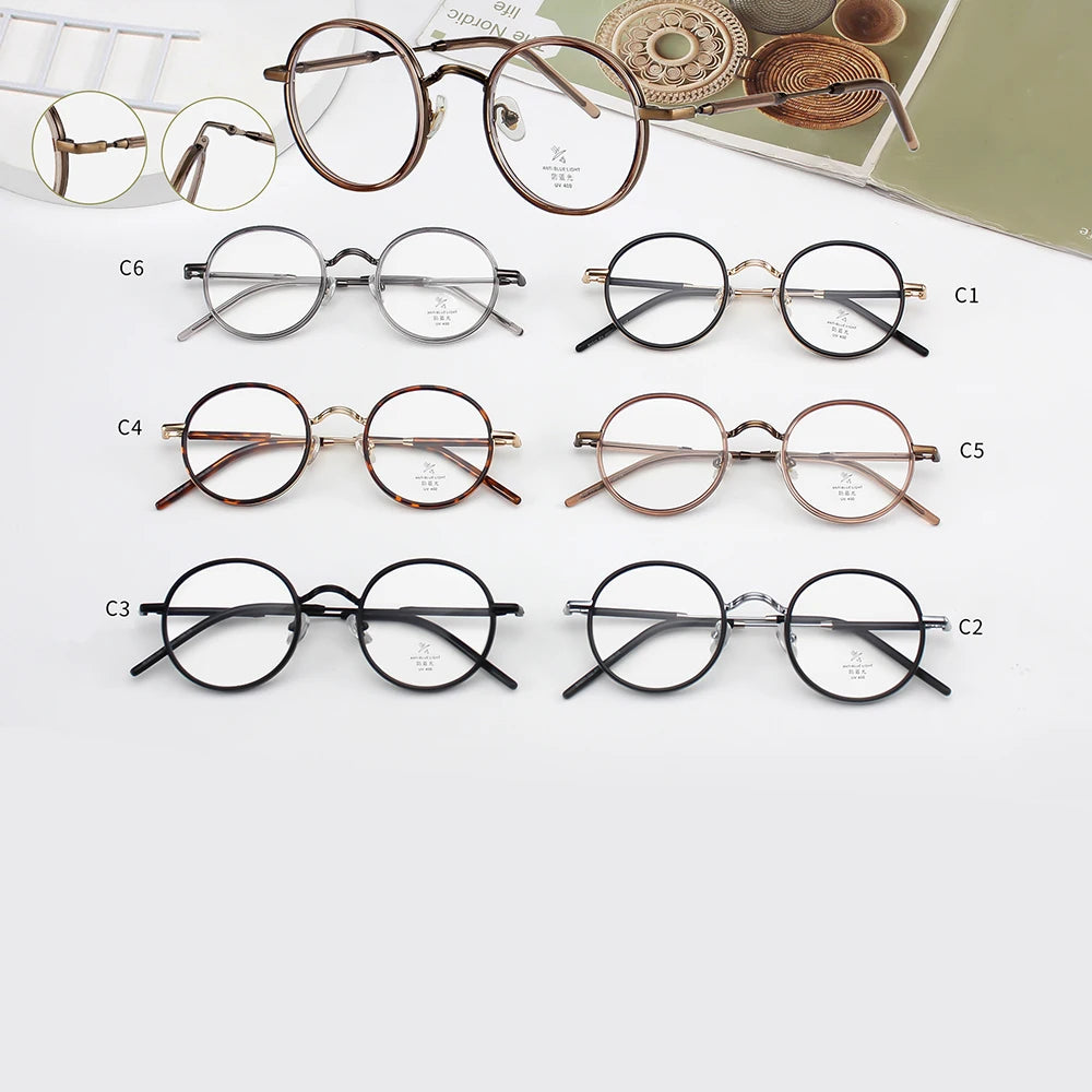 2023 Latest Designer Eyeglasses Blue Light Blocking Glasses Optical Frame Metal Women Men Round Anti Blue Light Blocking Glasses