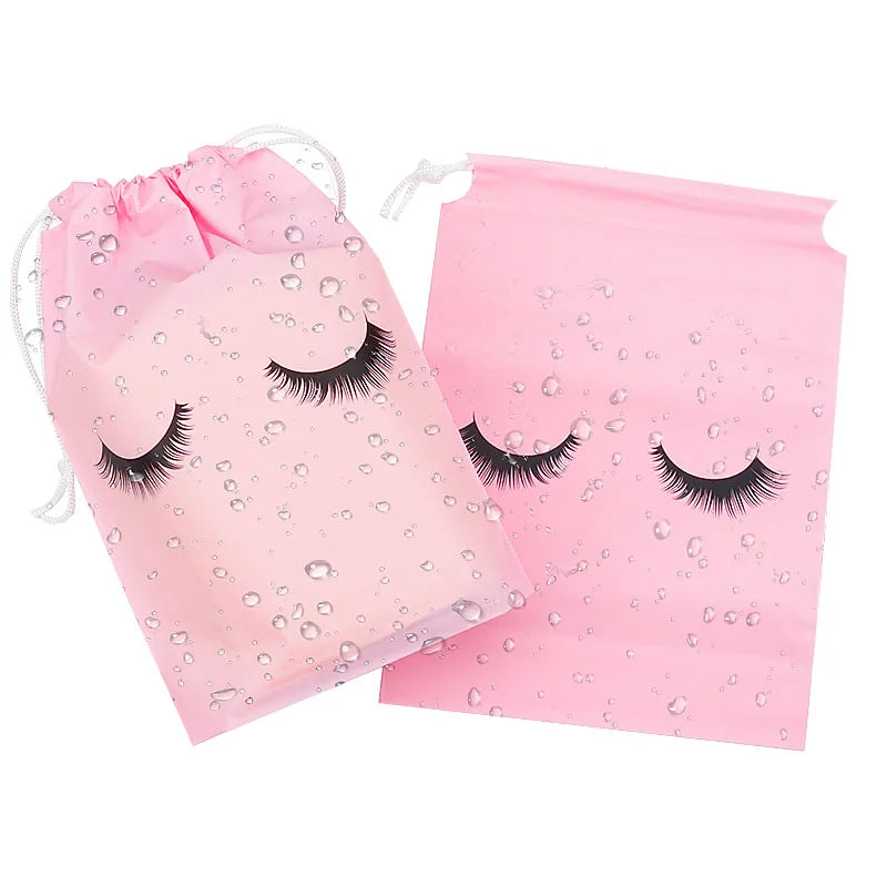 New Release Reusable Waterproof Eyelash Tools Pouch Plastic Lashes Extension Storage Bags with Drawstring
