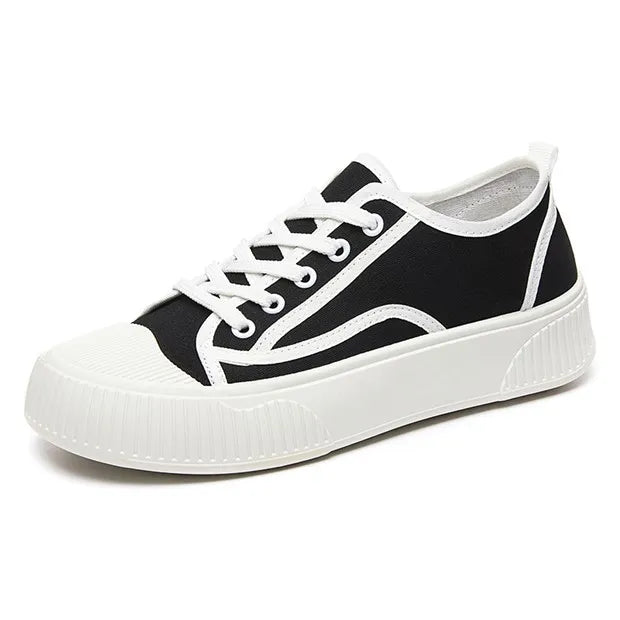Trending White Women Platform Designer Footwear Casual Vulcanized Canvas Shoes Outdoor Chaussure Femme