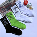 Fashion Hip Hop Letter Slogan Socks Men Unisex Streetwear Cotton Crew Socks Wholesale