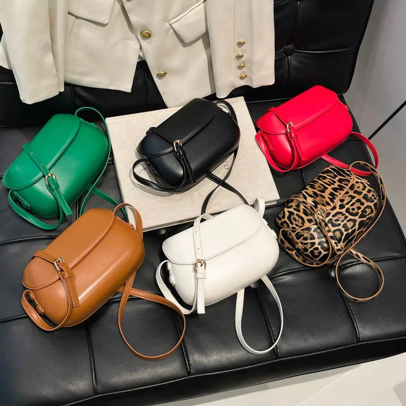 Retro Style Women's Small Flap Messenger Bag Simple Female PU Leather Handbags Purse Polyester Fashion Shoulder Saddle Bags
