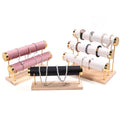 Retail 3 Tier Gold Metal T-Bar Solid Wooden Jewelry Organizer Storage Stand Bangle Bracelet Watch Display Rack Holder With Logo