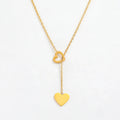 Fenny Wholesale 18K PVD Plated Non Tarnish Permanent Double Love Heart Pendant Toggle Stainless Steel Necklace for Women