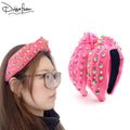 Elegant Velvet Ab Crystal Diamond Christmas Designer Women Luxury Bling Beaded Furry Pearl Headband Custom