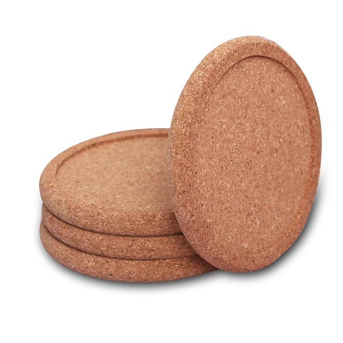 Supplier Customizable Waterproofing Eco-Friendly Nordic Style 3mm Thick Grooving Colorful Recycled Cork Coaster 8Pc Set