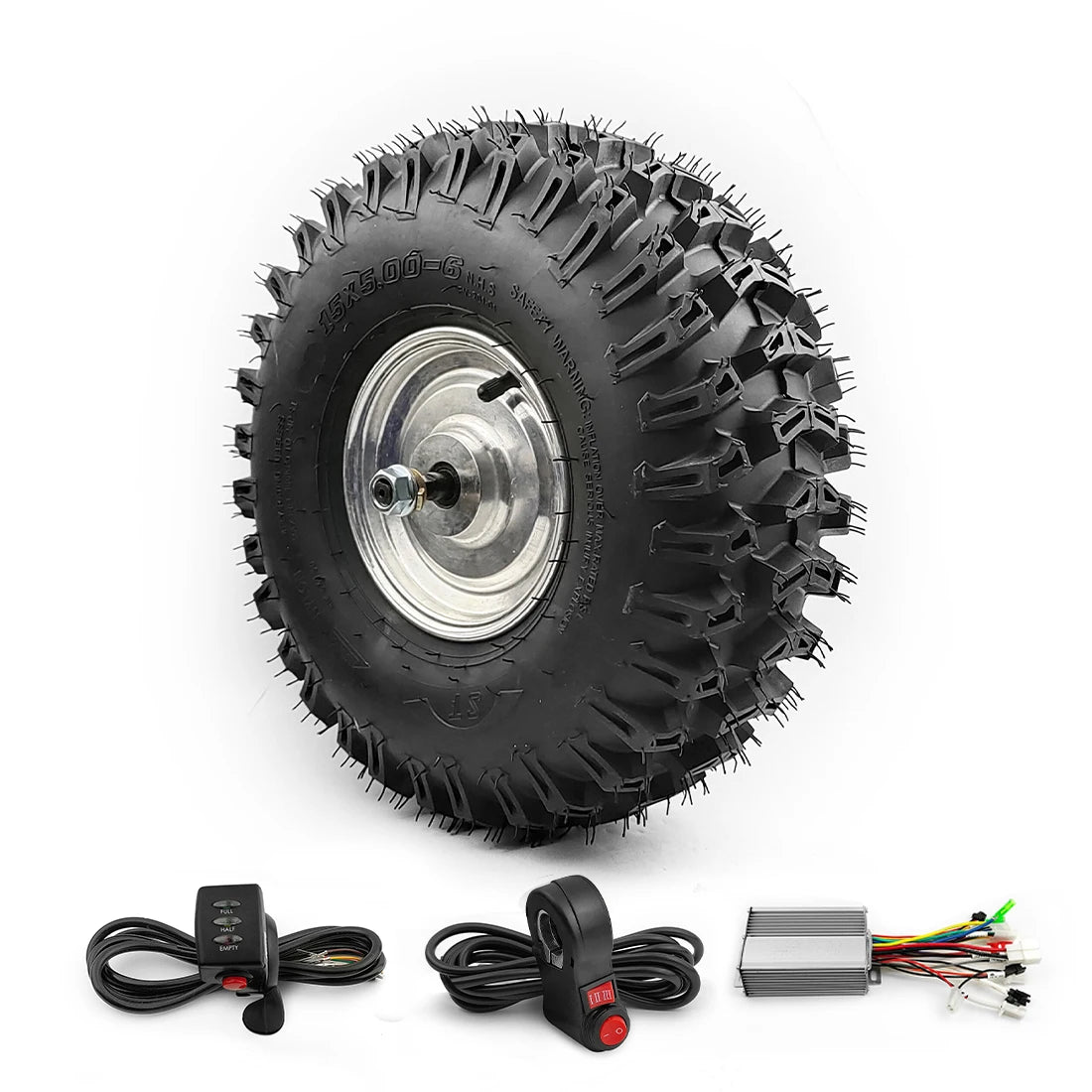 L-faster 500W All Terrain Electric Wheelbarrow Geared Motor Wheel 15x5.00-6 Fat Off Road Rough Tyre for 15" Electrical Trolley