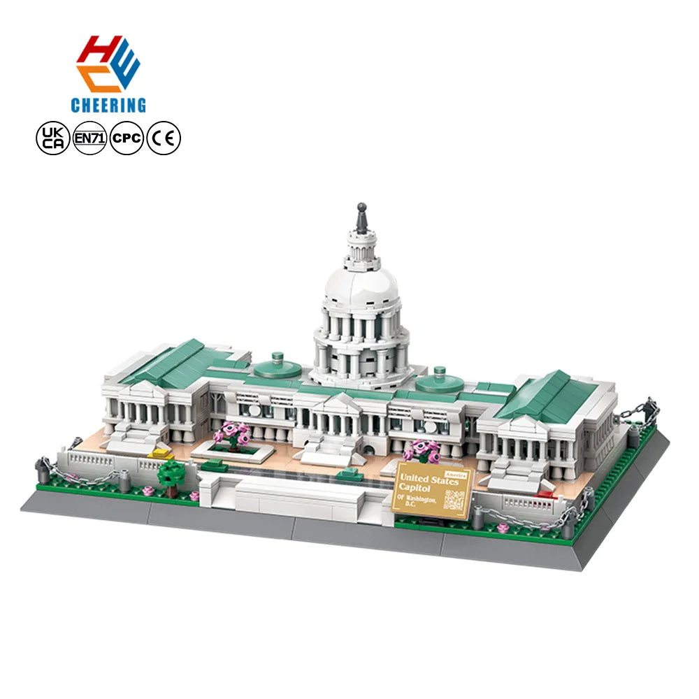 Wange 5235 United States Capitol Creative Block Bricks Parts Model Kids Educational Assembled Building Block Set Collection Toy