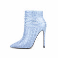 New Arrivals Spring Fashion Party Shoes Office Boots Winter Women Ankle Boots Pointed Toe High Heels Female Large Size 47 Blue