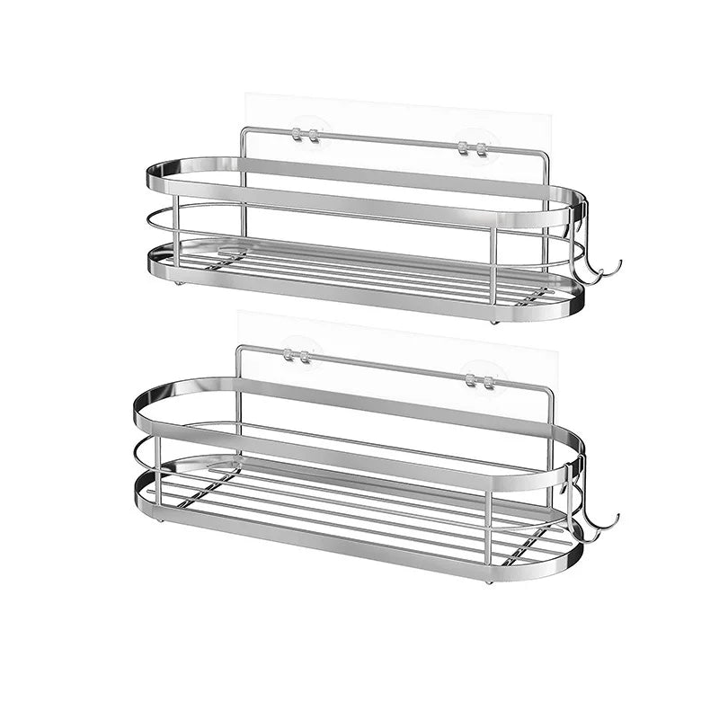 Self Adhesive Modern Corner Shower Caddy Stainless Steel 304 Rustproof Wall-Mounted Bathroom Storage Shelf