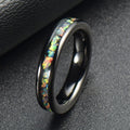 Poya 4mm Polish Finish Domed Coloful Fire Opal Inlay Black Tungsten Ring