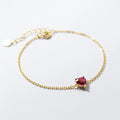Fashion Jewelry 925 Sterling Silver Heart Zircon Bracelet Red love Heart Charm Gold Plated Bracelets for Women